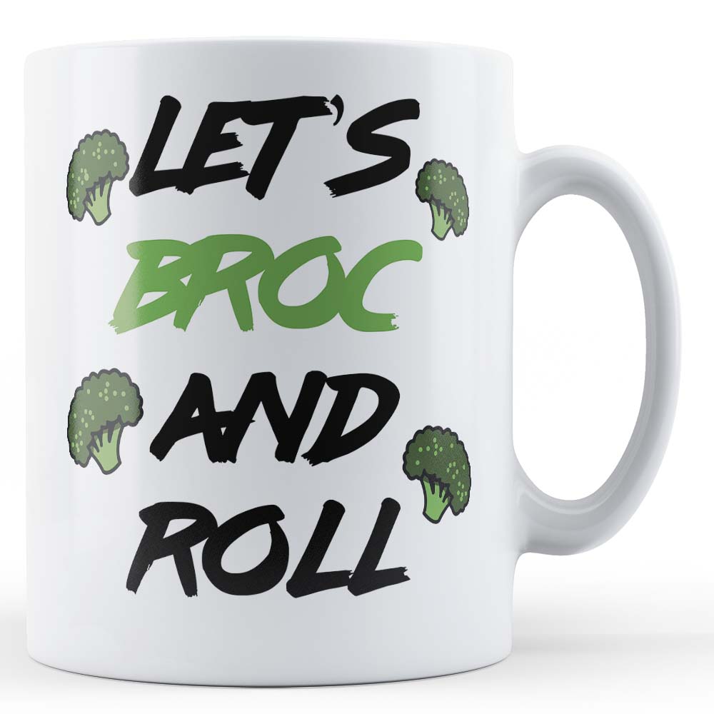 Food Pun, Broccoli Let's Broc And Roll - Gift Mug