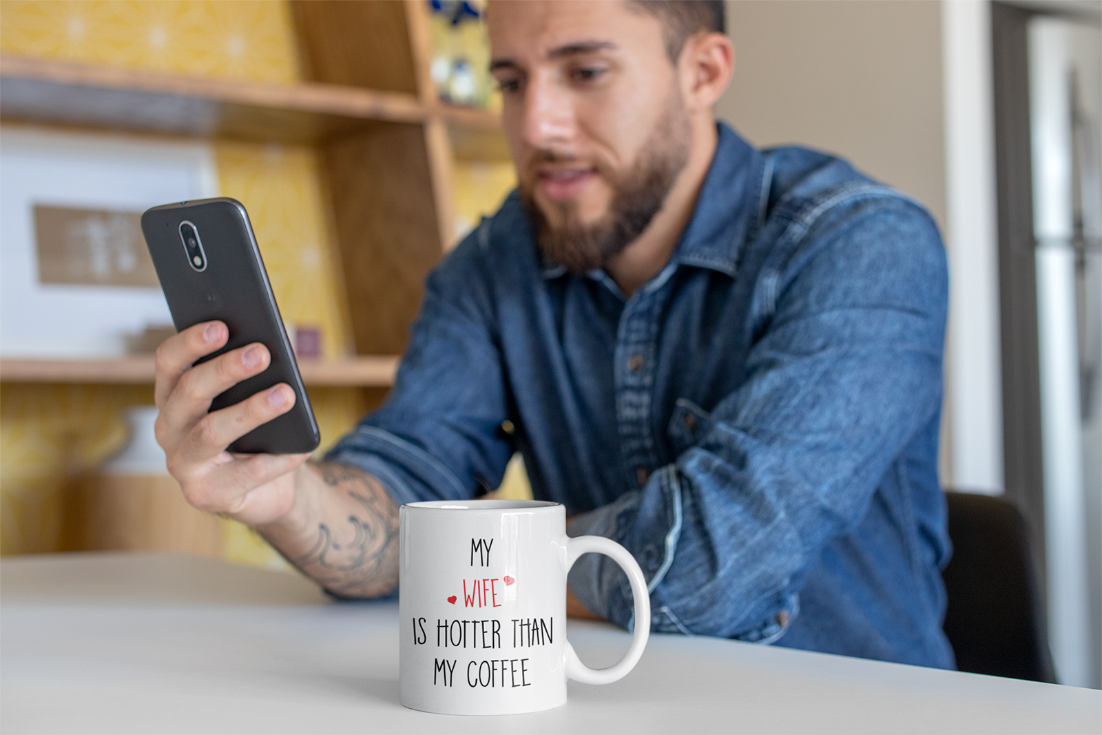 wife is hotter than coffee funny gift mug for husband