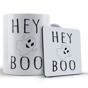 Girlfriend, Boyfriend, Ghost Pun, "Hey Boo" - Gift Mug & Coaster