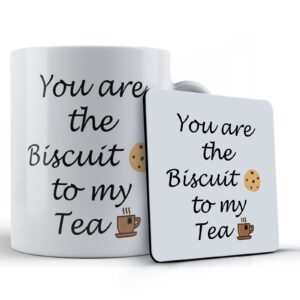 Boyfriend, Girlfriend, Husband, Wife, Valentines "You Are The Biscuit To My Tea" - Gift Mug & Coaster