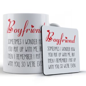 Boyfriend, Valentines, "Boyfriend, Sometimes I Wonder How You Put Up With Me..." - Gift Mug & Coaster