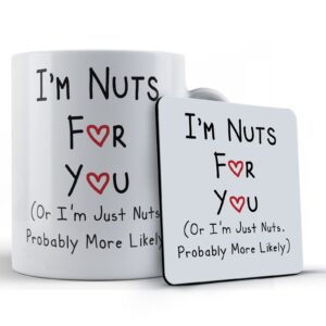 Boyfriend, Girlfriend, Husband, Wife, Valentines, "I'm Nuts For You..." - Gift Mug & Coaster