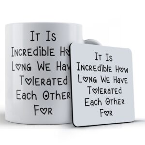 Boyfriend, Girlfriend, Valentines, "It Is Incredible How Long We Have Tolerated Each Other For" - Gift Mug & Coaster