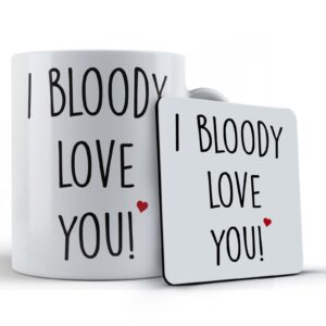 bloody love you boyfriend girlfriend husband wife valentines gift mug and coaster