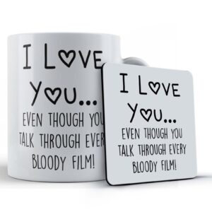 love you talk through film boyfriend girlfriend husband wife valentines gift mug and coaster