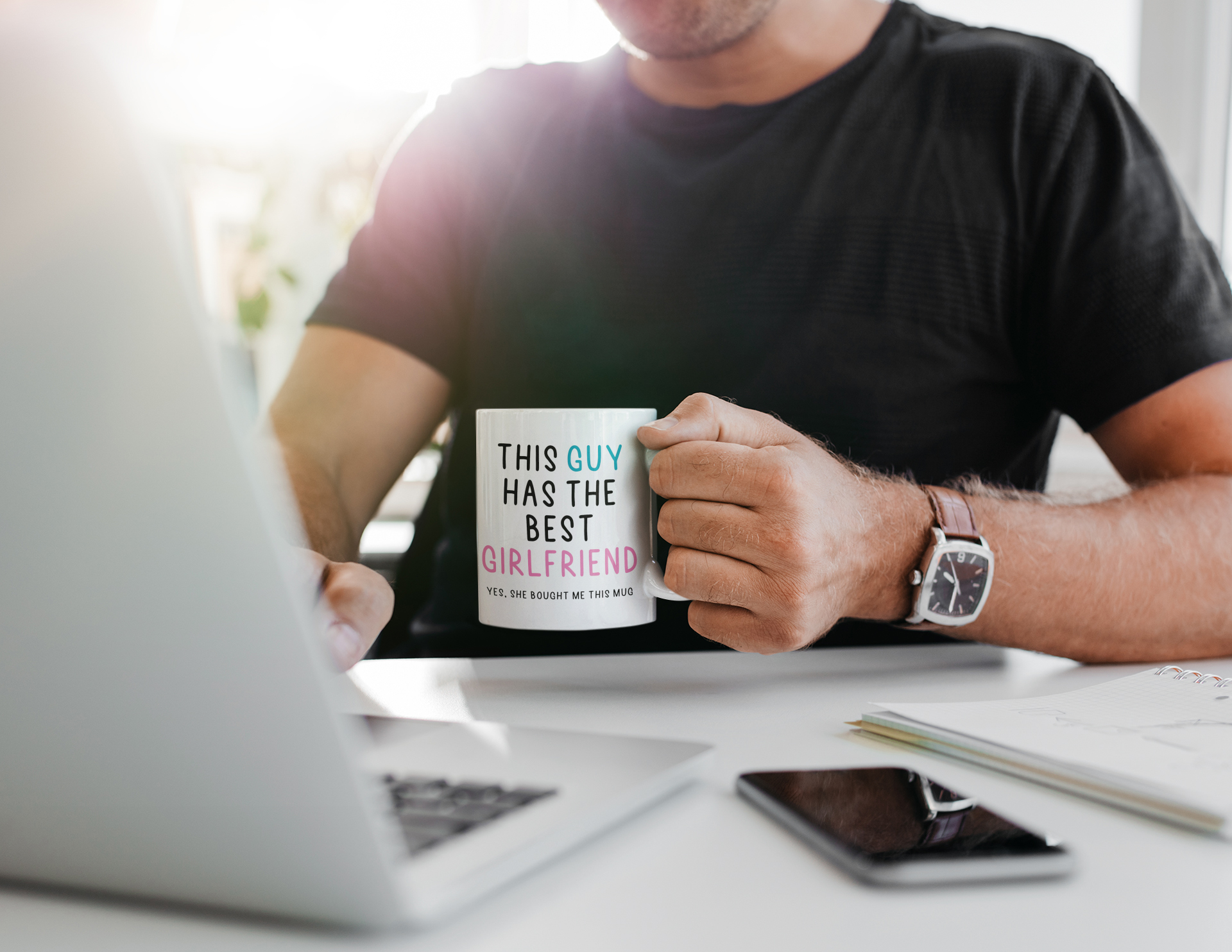 this guy has best girlfriend funny boyfriend gift mug for valentines, birthday, anniversary